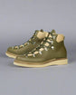 Green Leather and White Leather High Top Lace Up Boots With White Sole - Combat Boots - Boots