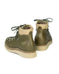 Green Leather and White Leather High Top Lace Up Boots With White Sole - Combat Boots - Boots