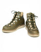 Green Leather and White Leather High Top Lace Up Boots With White Sole - Combat Boots - Boots