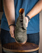 Green Suede  Lace Up Toe Cap Boots - Boots