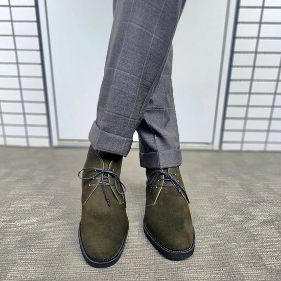 Green Suede Leather Chukka Lace Up Boots - Chukka Boots