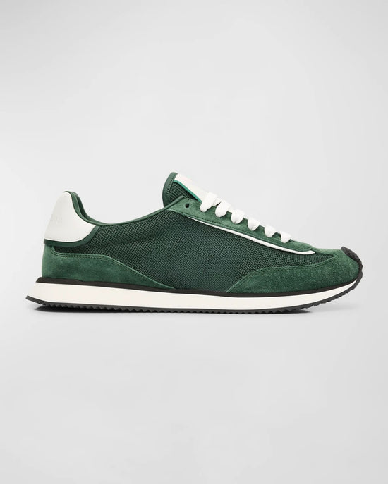 Green Suede Leather Lace Up Running Sneaker Shoes - Sneaker Shoes