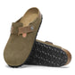 Green Suede Pedestal Platforms Clogs - Clogs