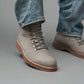 Grey Suede Leather Anima Ankle Rugged Lace Up Combat Hiking Boots with Chunky Track Sole - Boots