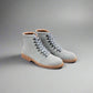 Grey Suede Leather Anima Ankle Rugged Lace Up Combat Hiking Boots with Chunky Track Sole - Boots