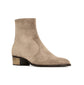 CREAM SUEDE LEATHER SLIP ON CHELSEA BOOTS WITH ZIPPER AND GOLDEN HEEL PLATE - CHELSEA BOOTS