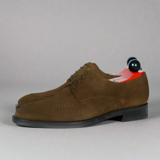 Italian Brown Suede Laura Brogue Derby Oxfords - Formal Shoes