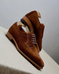 Italian Brown Suede Leather Laura Brogue Derby Oxfords - Formal Shoes