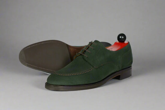 Italian Green Suede Laura Brogue Derby Oxfords - Formal Shoes