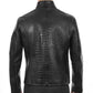 Italian handmade Men genuine Goatskin leather jacket slim fit alligator crocodile