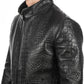 Italian handmade Men genuine Goatskin leather jacket slim fit alligator crocodile
