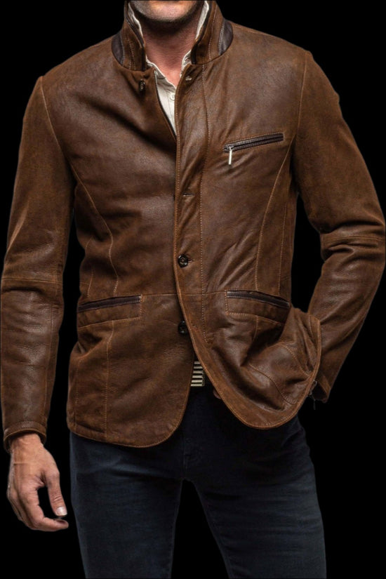 Luxury Edition - Artisian Tan Italian Premium Leather Mens Classic Leather Jacket - Leather Jackets