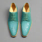 Luxury Edition - Authentic Real Stingray Skin Men's Luxury Green Party Dress Shoes Genuine Exotic Leather Handmade Male Lace-up GOODYEAR Oxfords - Formal Shoes