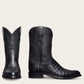 Luxury Edition - Black Italian Leather Remington Slip On Zipper Western Cowboy Boots - GOODYEAR WELTED FIDDLE BACK VIOLIN SOLE - Cowboy Boots