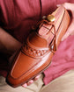 Luxury Edition - Brown Italian Leather Ibiza Slip On Crossed Component Goodyear Welted Loafers - Loafers