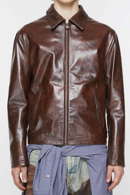 Luxury Edition - Brown Italian Lysander Premium Leather Mens Classic Leather Jacket - Leather Jackets