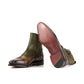 Luxury Edition - Luxury Edition - Green Crocodile Print Italian Leather Campinas Slip On Zipper Boots  With Brown Leather Patina - Alligator Print - Boots