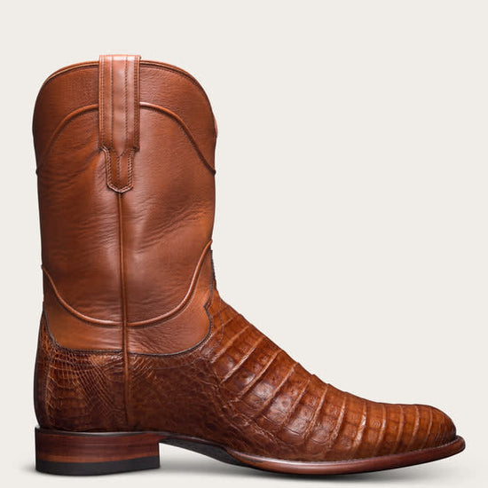 Luxury Edition - Tan Italian Leather Bastrop Slip On Zipper Western Cowboy Boots - GOODYEAR WELTED FIDDLE BACK VIOLIN SOLE - Cowboy Boots