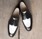 Men’s Two Tone Black & White Leather Lace Up Fine Shoes - Formal Shoes