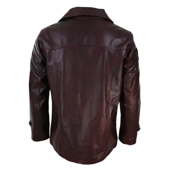Men's Jacket  Real Leather Classic Coat Retro Vintage Design - Leather Jackets