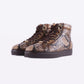 Men's Shoes Brown Python Print / Calf-Skin Leather High-Top Sneakers - Sneaker Shoes