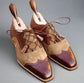 Men’s Two Tone Brown & Beige Suede Leather Lace Up Fine Shoes - Formal Shoes