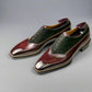Men’s Two Tone Brown & Green Suede Leather Lace Up Fine Shoes - Formal Shoes