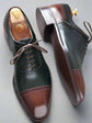 Men’s Two Tone Green & Brown Leather Toe Cap Lace Up Fine Shoes - Formal Shoes