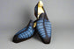 Navy Blue Croc Leather Penny Loafers Slip On Shoes - Loafers Shoes