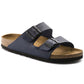 Navy Blue Leather Ease Comfort Slippers with Buckle - Slippers