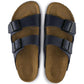 Navy Blue Leather Ease Comfort Slippers with Buckle - Slippers
