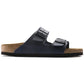 Navy Blue Leather Ease Comfort Slippers with Buckle - Slippers