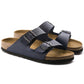 Navy Blue Leather Ease Comfort Slippers with Buckle - Slippers
