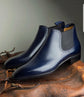Navy Blue Leather Tarnovo Slip On Chelsea Boots - Boots