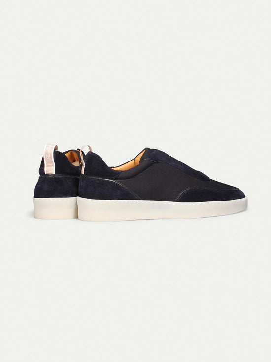 Navy Blue Leather and Suede Astrid Lace Up Sneakers - Sneakers Shoes