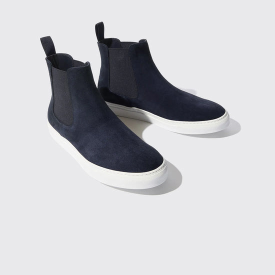 Navy Blue Suede Kevin High Top Chelsea Sneaker Boots - Sneakers Boots