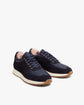 Navy Blue Suede Leather Lace Up Running Sneaker Shoes - Sneaker Shoes