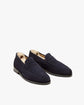 Navy Blue Suede Leather Penny Loafers - Loafers Shoes