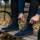 Navy Blue Suede Purley Lace Up Boots - Boots