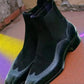 Black Suede And Leather Chelsea Boots With Wingtip - Chelsea Boots - Office Boots
