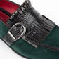 Olive  Italian Suede Leather Lysandra Tassel Loafers With Monk Strap - Loafers Shoes