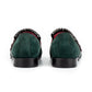 Olive  Italian Suede Leather Lysandra Tassel Loafers With Monk Strap - Loafers Shoes