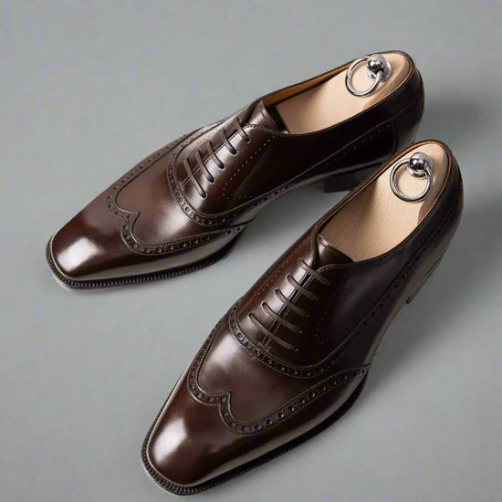 Parisian Dark Brown Leather wingtip Oxfords - Formal Shoes