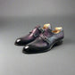 Purple Leather Queanbe Round Toe Double Monk Strap Formal Shoes - Monk Shoes - Formal Shoes