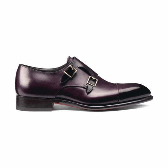 Purple Leather Woodford Balmoral Double Monk Strap Toe Cap Oxfords - Formal Shoes - Monk Shoes
