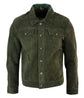 Real Suede Leather Mens Vintage Short Denim Style Retro Jean Jacket Casual – Olive Color - Leather Jackets