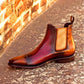 Red And Brown Patina Toe Cap Leather Slip-On Chelsea Boots Leather Sole - Boots