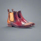 Red And Brown Patina Toe Cap Leather Slip-On Chelsea Boots Leather Sole - Boots