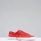 Red Italian Suede Leather Low Top Lace Up Sneakers with White Sole - Sneaker Shoes