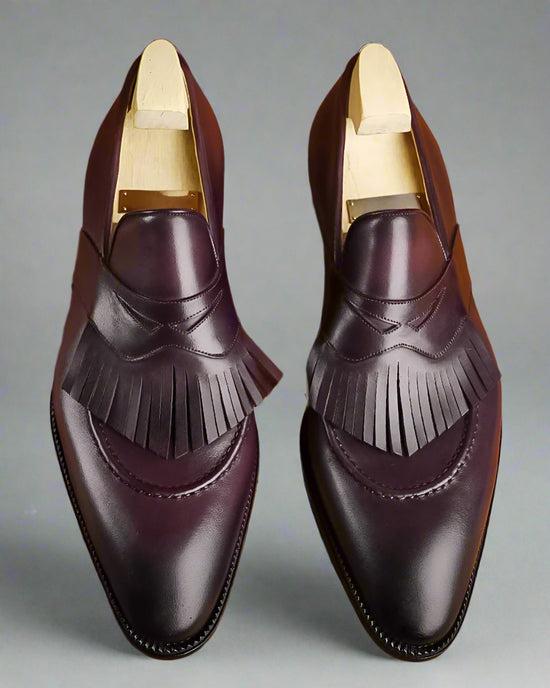 Sardoal Emerald Purple  Leather Slip On Loafers - Loafers Shoes